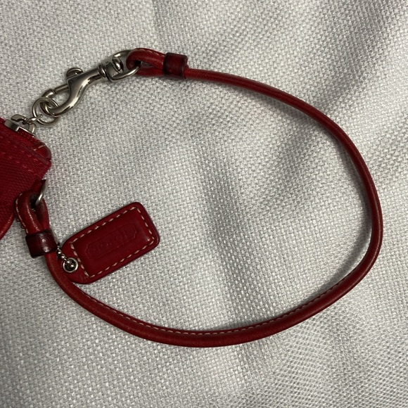Coach Wristlet Womens Small red Canvas Signature Zip Clutch - Picture 7 of 10